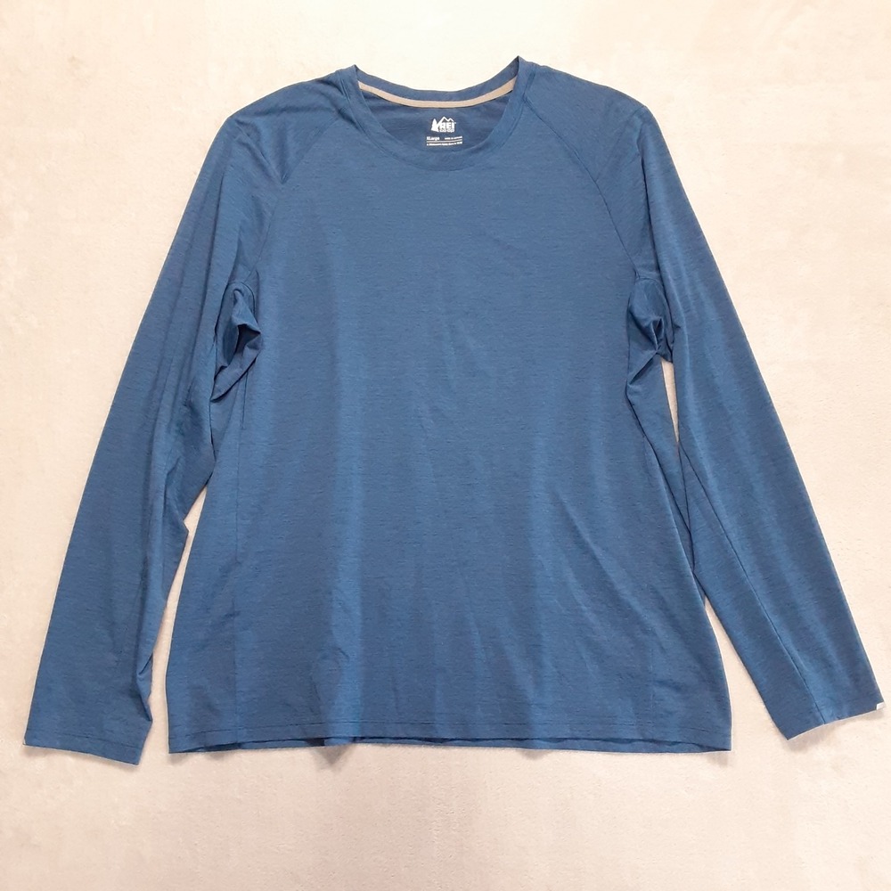REI Co-op Mens Swiftland Long-Sleeve Running T-Shirt XL Blue Saragasso Sea LS